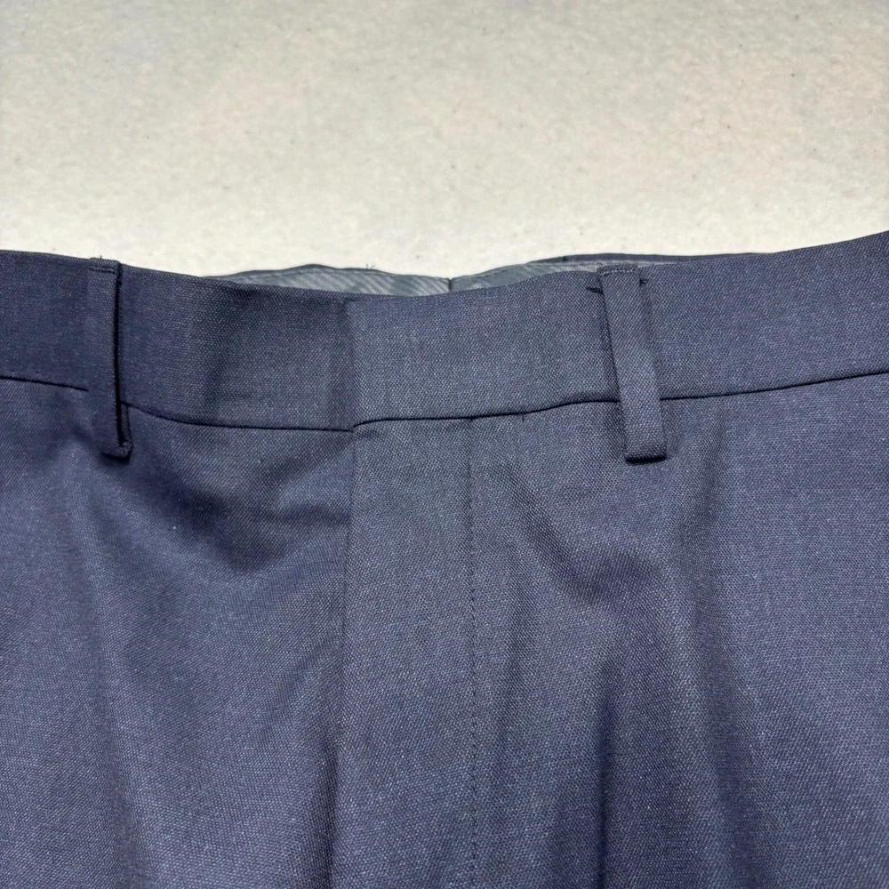 Kenneth Cole Reaction Men Navy Dress 30x32‎ Flat Front Stretch Trousers #k34